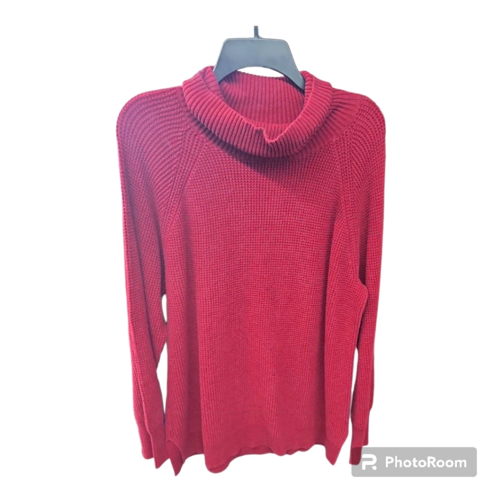 J. Crew Red Knit Turtleneck Ribbed Pullover Sweater | Women's Small
